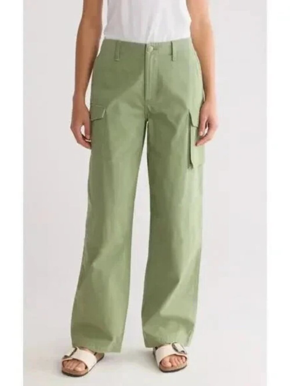 NWOT Rag & Bone Nora Wide Leg Cargo Utility Pant 100% Cotton Olive Army Green 32